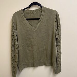 Olive Green V-Neck Sweater